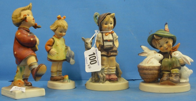 Appraisal: Goebel Hummel Figures Little Goat Herder Happiness Little Gardener and