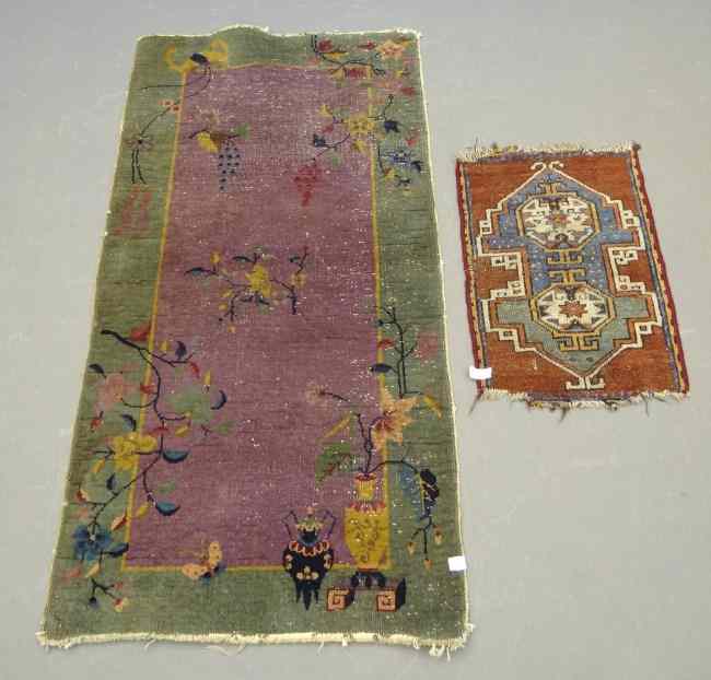 Appraisal: Lot including Chinese throw rug and Persian mat