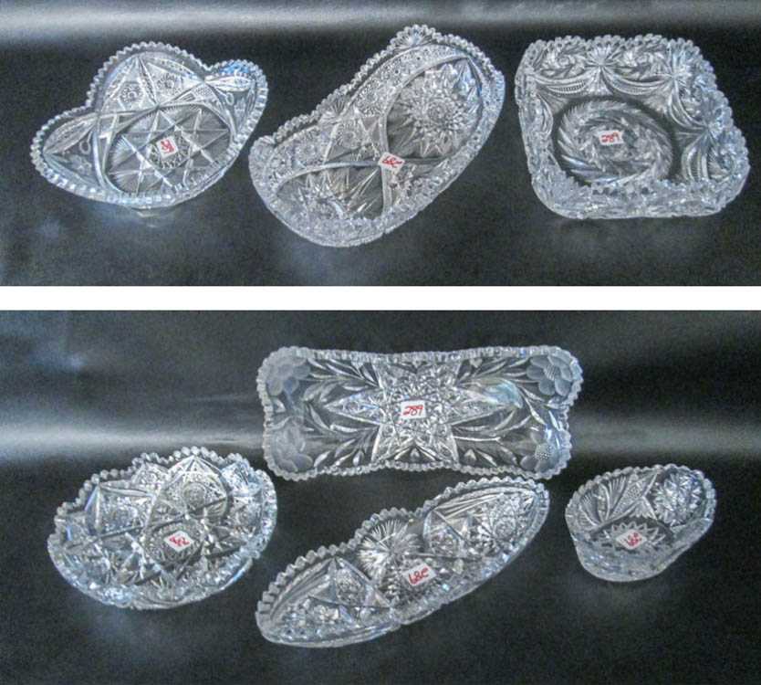 Appraisal: SEVEN CUT CRYSTAL TABLEWARE PIECES including one nut dish two