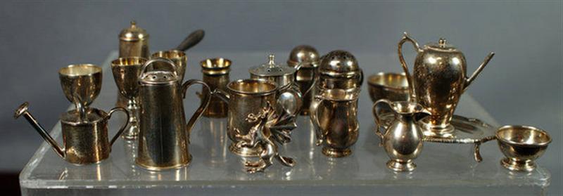 Appraisal: English sterling silver miniature table items all early to mid