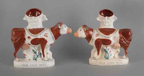 Appraisal: Pair of reproduction Staffordshire spill vases h