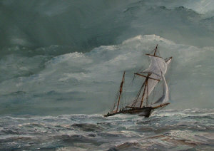 Appraisal: Hank Adlam b - Trawler Running Home Before The Storm