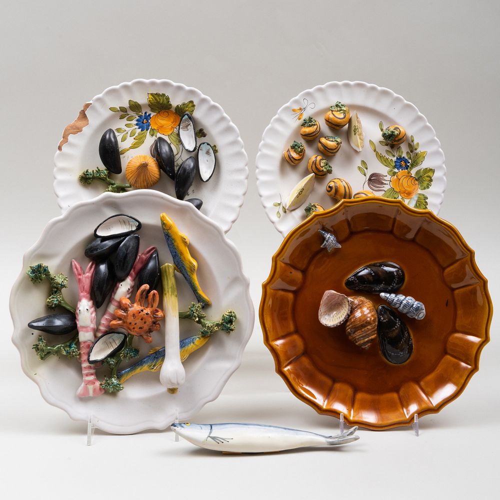 Appraisal: Group of Four Italian Ceramic Tromp L'Oeil Models of Crustaceans