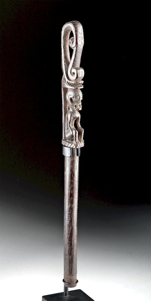 Appraisal: Late th C Dayak Wooden Knife Handle w Demon Figure