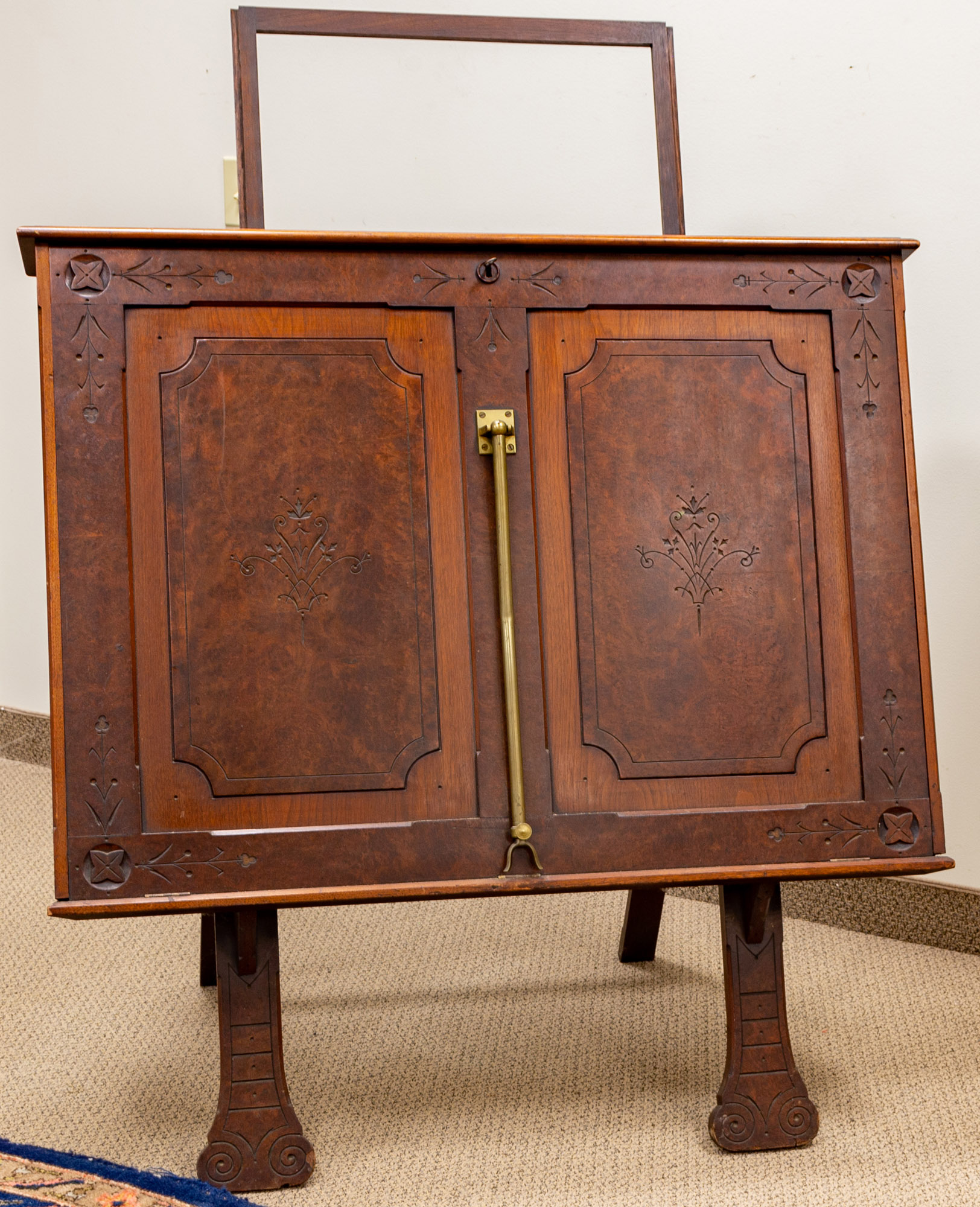 Appraisal: VICTORIAN WALNUT BURL PORTFOLIO ISLE th century