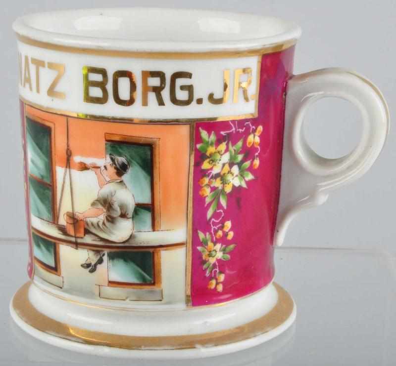 Appraisal: Painter Shaving Mug Description Marked Ignatz Borg Jr across top