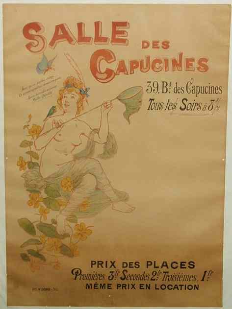 Appraisal: French poster of a nude woman in a butterfly net