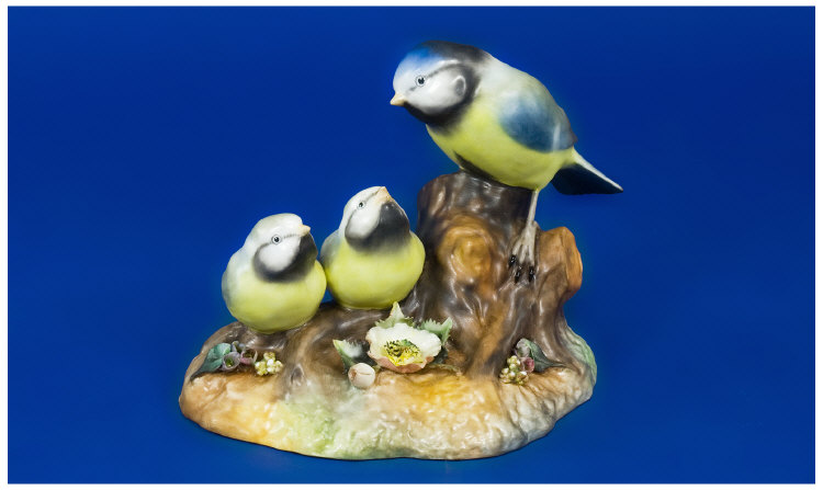 Appraisal: Royal Crown Derby Figure Blue Tit and Chicks date signed