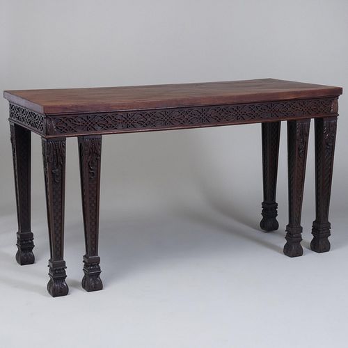 Appraisal: GEORGE III STYLE CARVED MAHOGANY CONSOLE TABLE x ft in