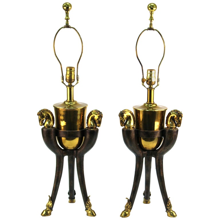 Appraisal: MODERN EQUESTRIAN TABLE LAMPS WITH HORSE HEADS PR Modern pair