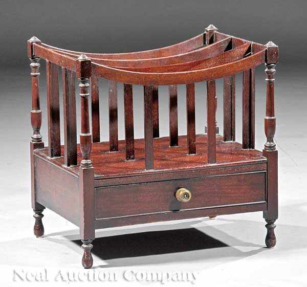 Appraisal: A George III-Style Mahogany Canterbury early th c divided compartments