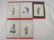 Appraisal: Five hand painted Chinese miniatures on rice paper each mounted