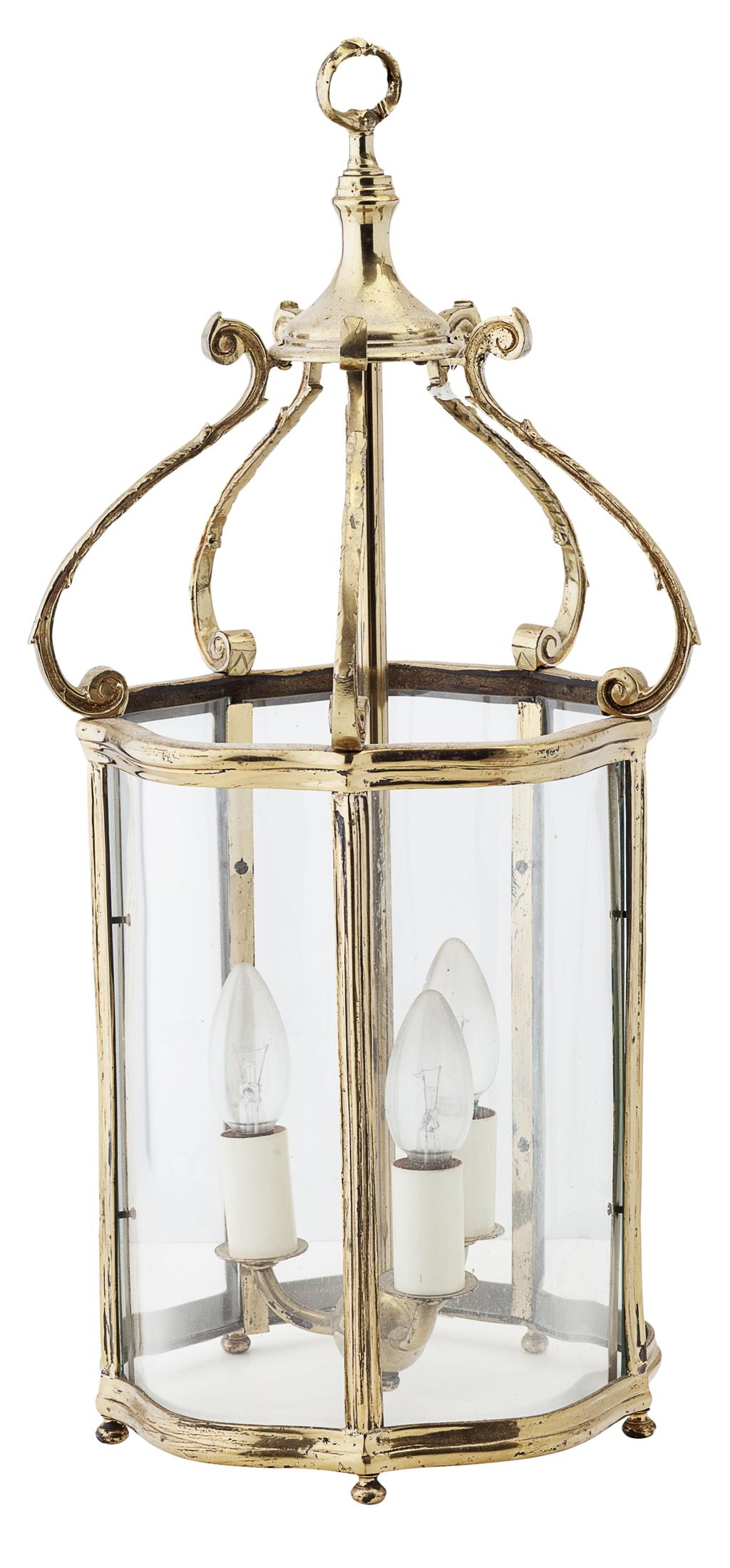 Appraisal: GROUP OF FIVE REGENCY STYLE BRASS HALL LANTERNS TH CENTURY