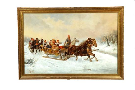 Appraisal: SLEDDING SCENE SIGNED ''MIMERSKI'' EASTERN EUROPE ND HALF- TH CENTURY