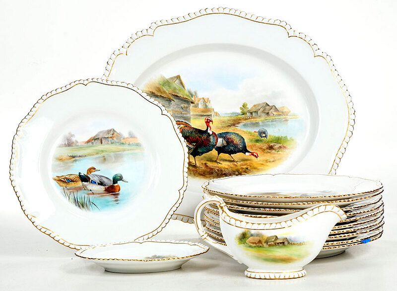 Appraisal: Royal Worcester Bird Decorated Serving Pieces British late th th