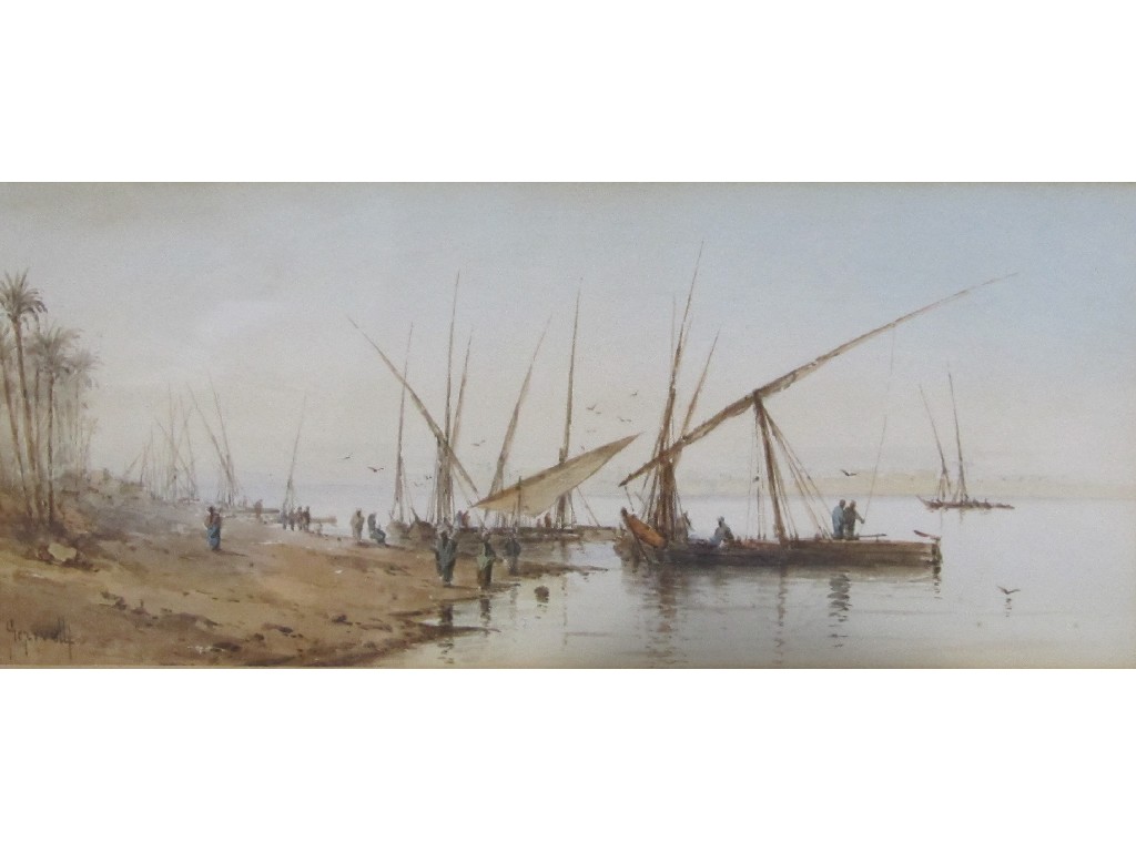 Appraisal: Watercolour 'Feluccas on the Nile' signed Garvelli