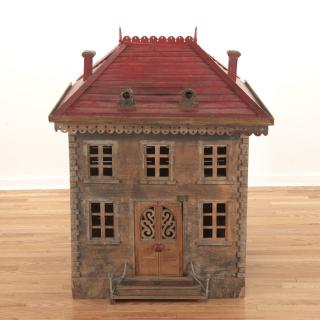 Appraisal: French chateau-form paint decorated dog house th c constructed from