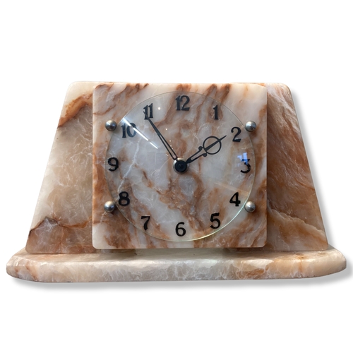 Appraisal: A Temco Art Deco Electric Marble glass mantle clock