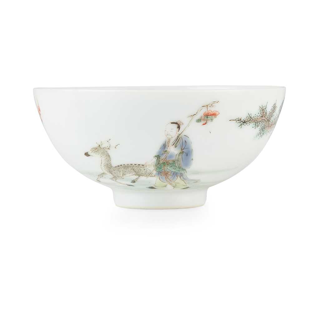 Appraisal: WUCAI FIGURE CUP KANGXI MARK BUT LATER the exterior finely