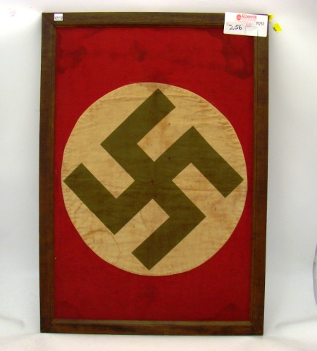 Appraisal: German WWII party banner in wood frame x