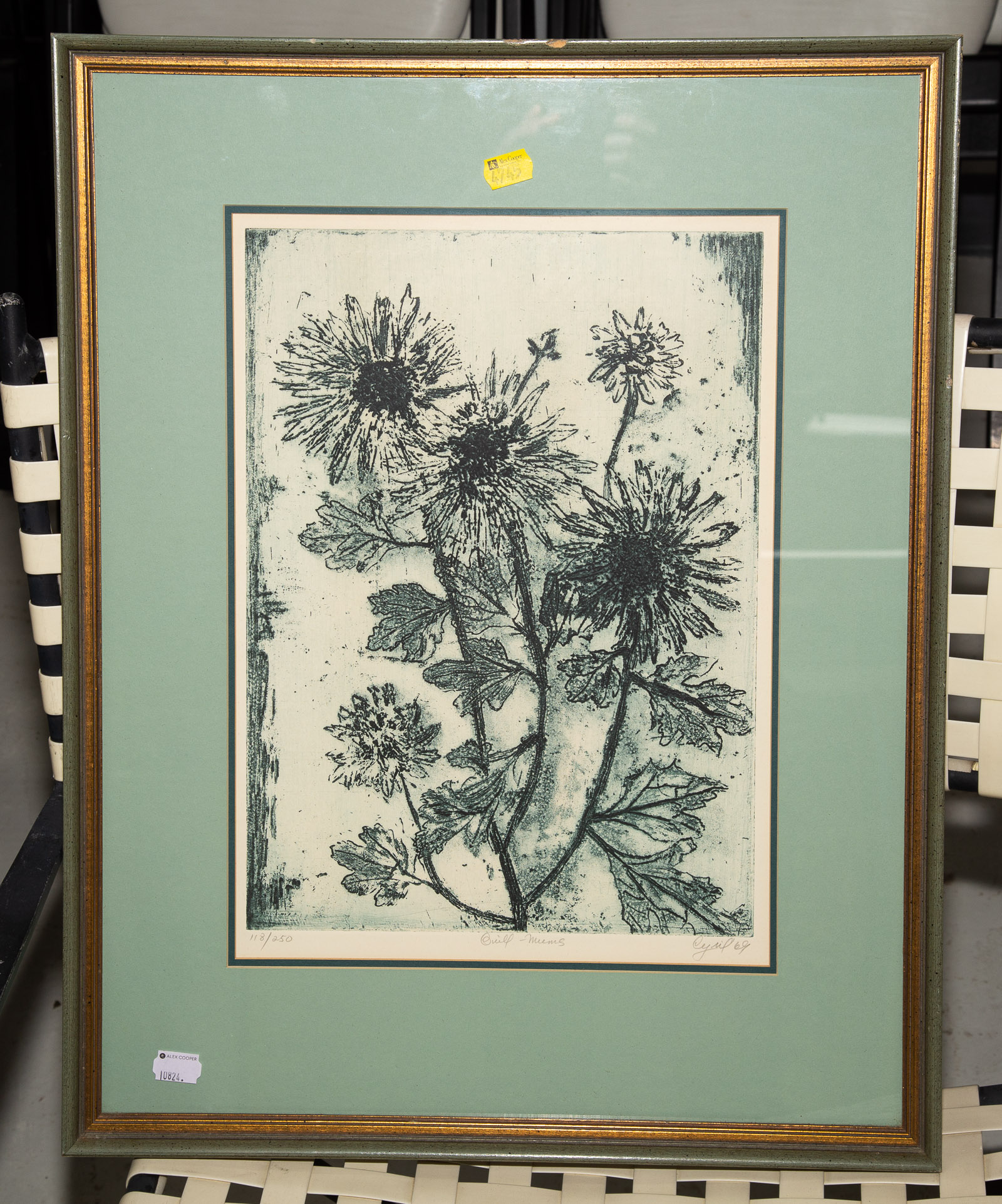 Appraisal: ONE FRAMED BOTANICAL ARTWORK Signed illegibly sight size x in