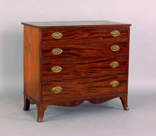 Appraisal: Pennsylvania Hepplewhite mahogany chest of drawers ca with four drawers