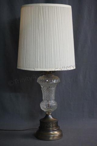 Appraisal: 's Crystal Table Lamp with Shade Lamp features a lower