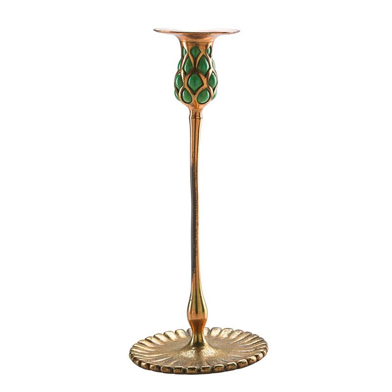 Appraisal: TIFFANY STUDIOS Blown-out candlestick Condition Report Polished patina some bends