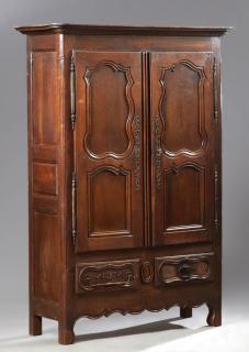 Appraisal: French Louis XV Style Carved Oak Armoire early French Louis