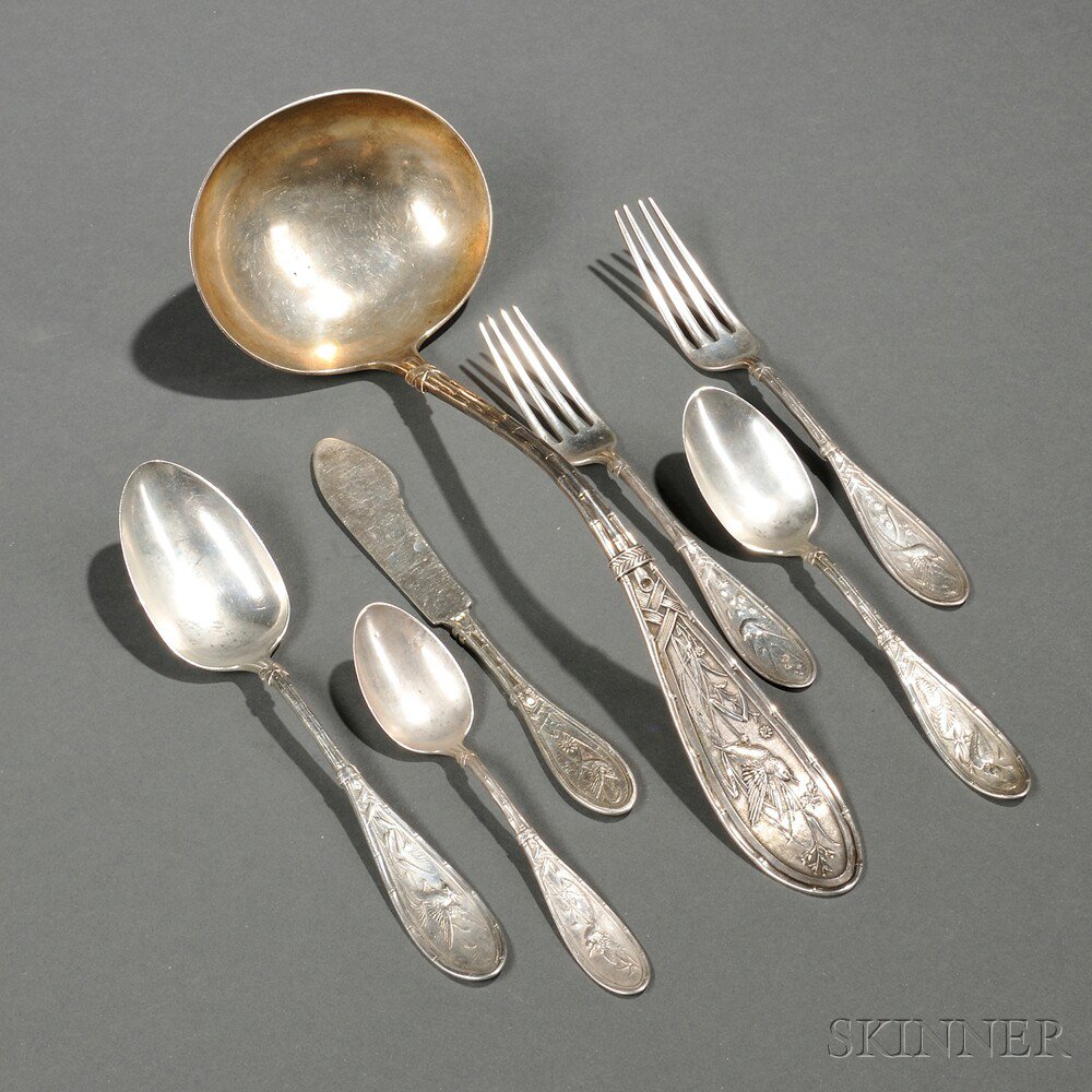 Appraisal: Thirty-eight Pieces of Whiting Japanese Pattern Sterling Silver Flatware New