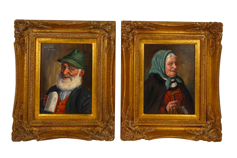 Appraisal: FRITZ MULLER FRITZ MULLER - PAIR OF PORTRAIT PAINTINGSoil on