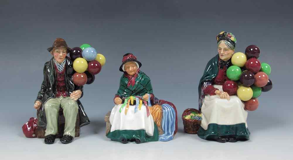 Appraisal: ROYAL DOULTON FIGURINES Balloon Man HN Silks Ribbons HN Old