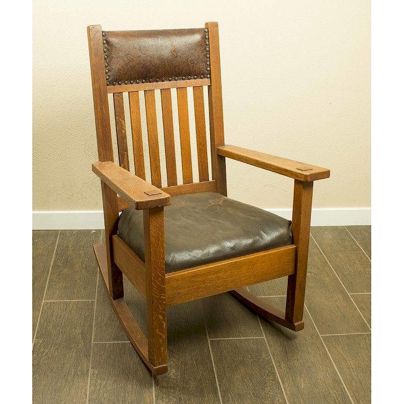 Appraisal: Stickley Bros Quaint Rocker Stickley Quaint American furniture company rocker