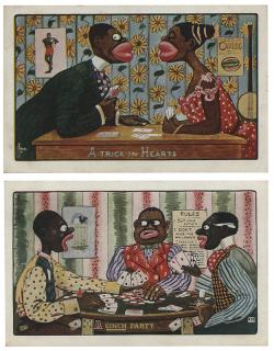 Appraisal: Two Black Americana Playing Card Postcards American Excellent