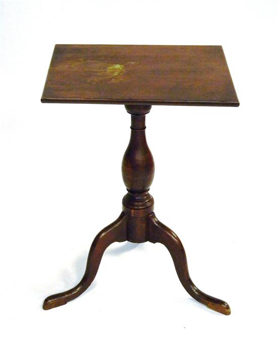 Appraisal: Mahogany rectangular candlestand th century vasiform standard tripod legs ''