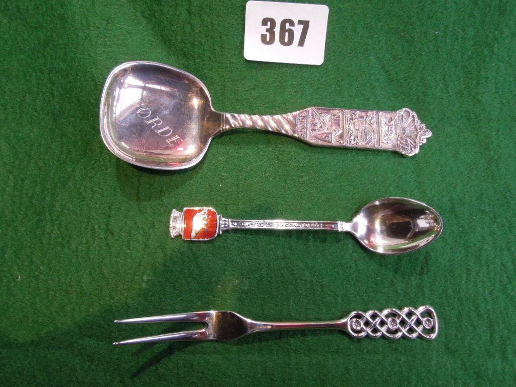 Appraisal: A Norwegian silver two pronged fork with a Celtic knot