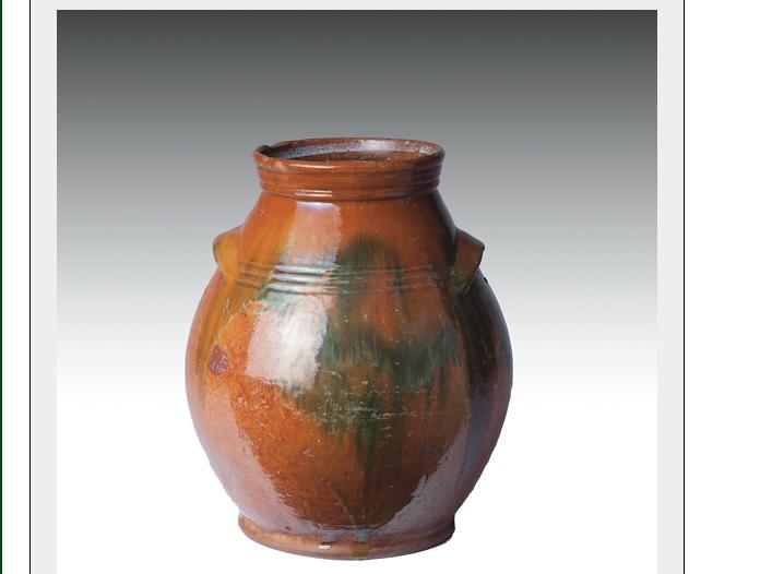 Appraisal: BRISTOL COUNTY MASSACHUSETTS GLAZED REDWARE STORAGE JAR - Of ovoid