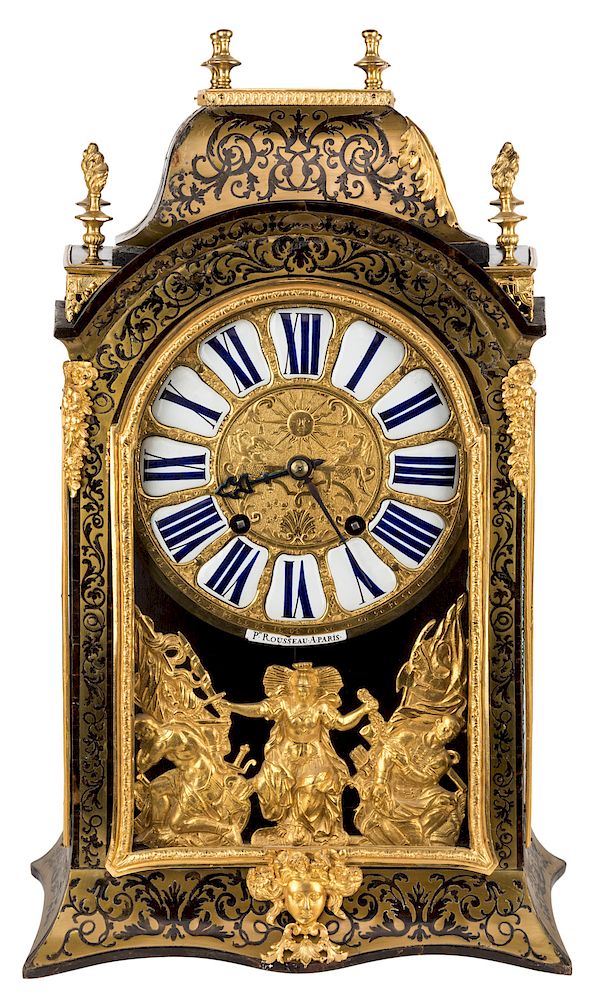 Appraisal: A LARGE NEO-BAROQUE GILTWOOD MANTEL CLOCK MADE BY P ROUSSEAU