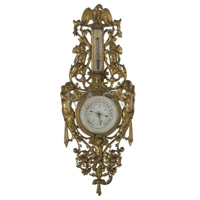 Appraisal: FRENCH BAROMETER Pierce-carved gilded wood frame th c Condition Report