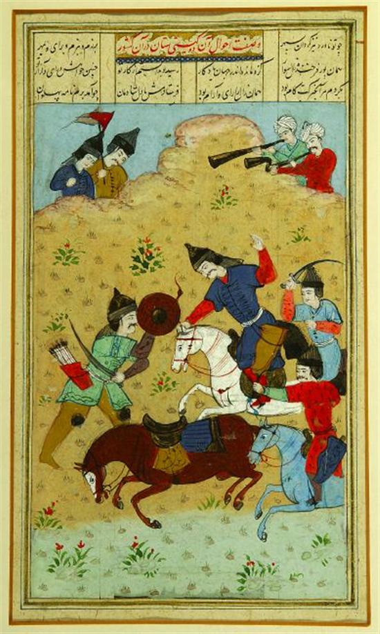 Appraisal: A Framed Persian Miniature of Battle Scene