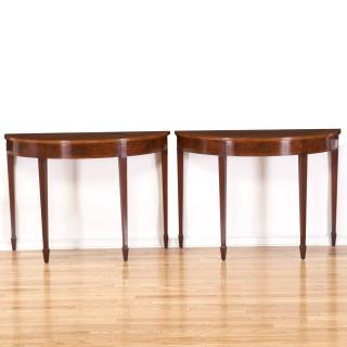 Appraisal: Pr Federal style inlaid mahogany demi-lune tables th th c