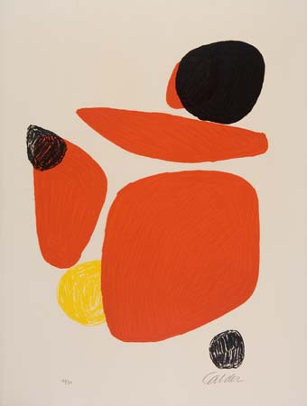 Appraisal: ALEXANDER CALDER Abstract Composition with Imperfect Circles Color lithograph x