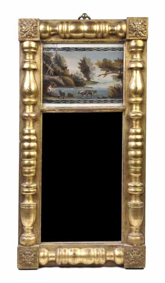 Appraisal: Two American Tabernacle Mirrors each with an eglomise plate one