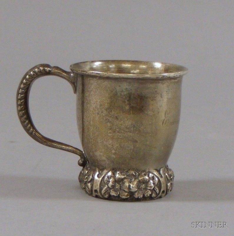 Appraisal: Whiting Sterling Silver Child's Mug with repousse base ht in