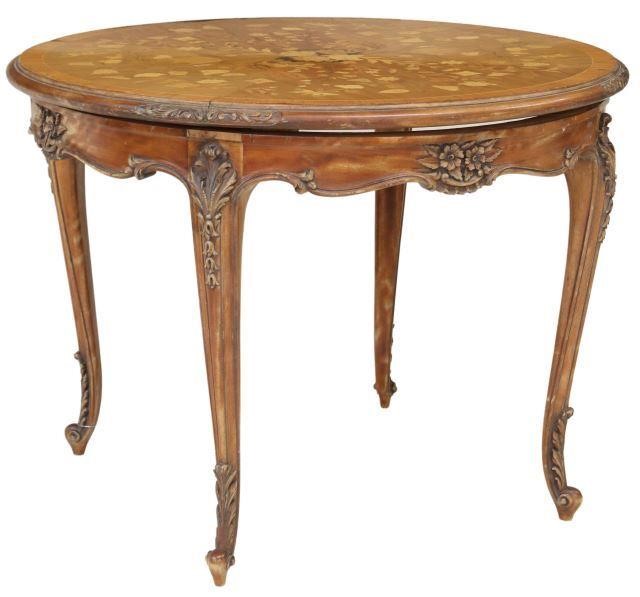 Appraisal: Louis XV style center table th c having round marquetry