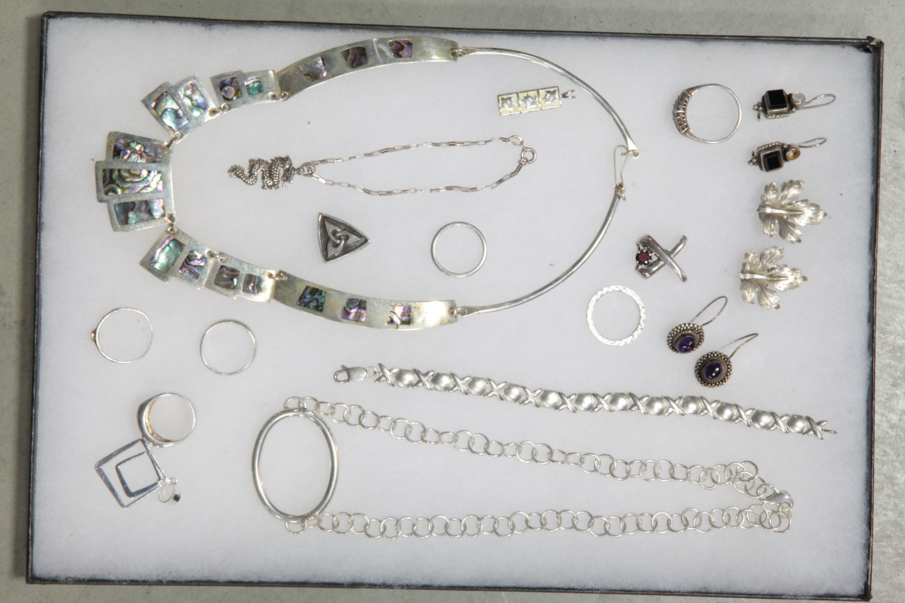 Appraisal: SEVENTEEN PIECES OF STERLING JEWELRY Group includes two necklaces two