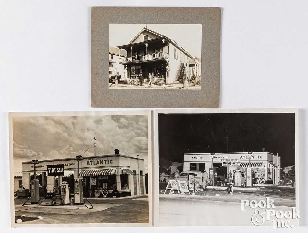 Appraisal: Three gas station photographs Three gas station photographs to include