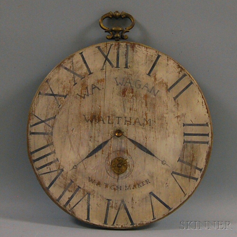 Appraisal: Painted Wooden Pocket Watch-form Trade Sign America late th century