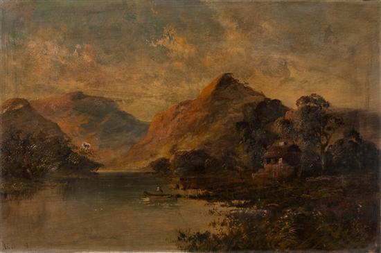 Appraisal: American School th century Mountain landscape with Lake oil on