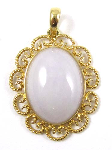 Appraisal: LAVENDER JADEITE AND FOURTEEN KARAT GOLD PENDANT with Mason Kay